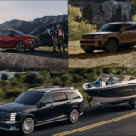 Three Hyundai SUVs road tripping: Tucson, Santa Fe Hybrid, and Palisade