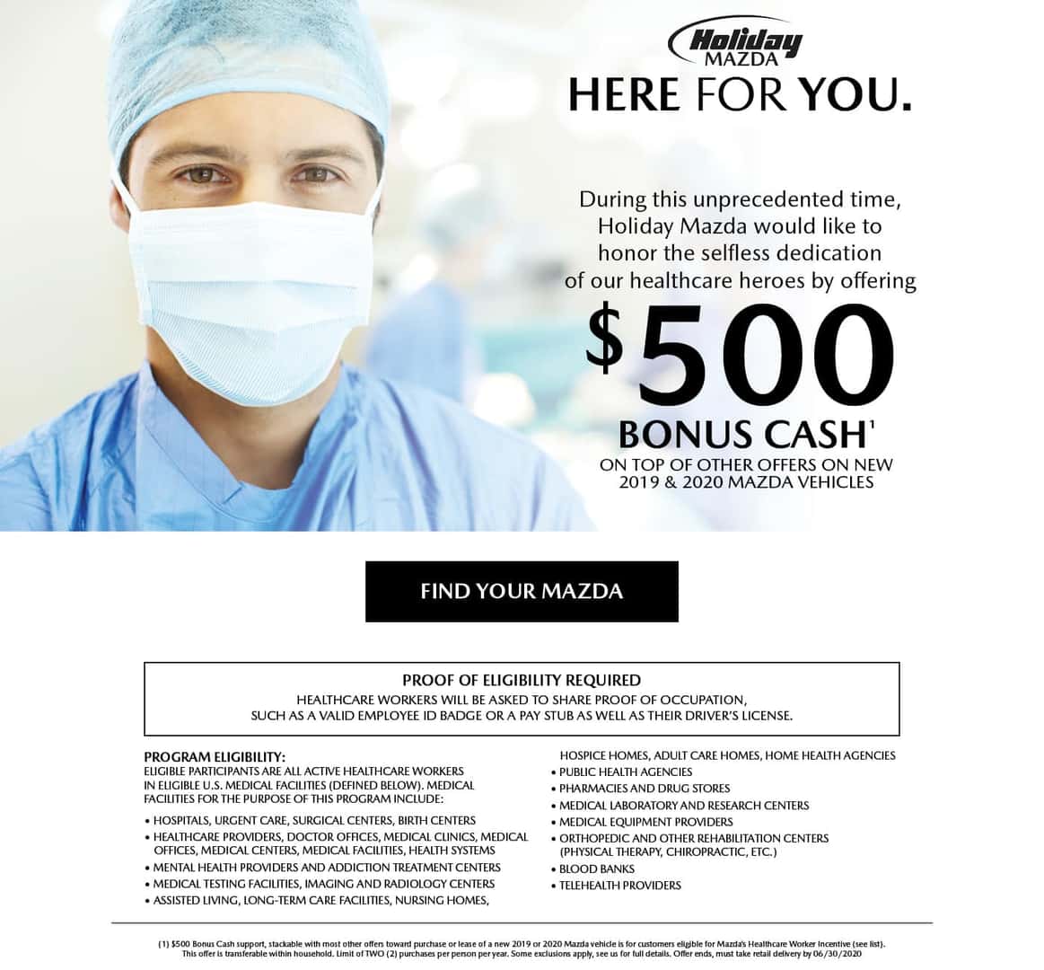 Holiday Mazda Healthcare Worker Essential Car Care Program