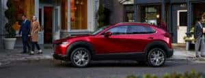 Mazda CX-30 Parked Curbside in Front of Stores