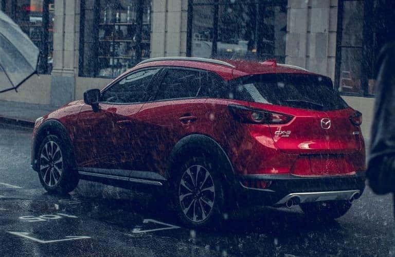 2019 Mazda CX-3 red side view in the rain