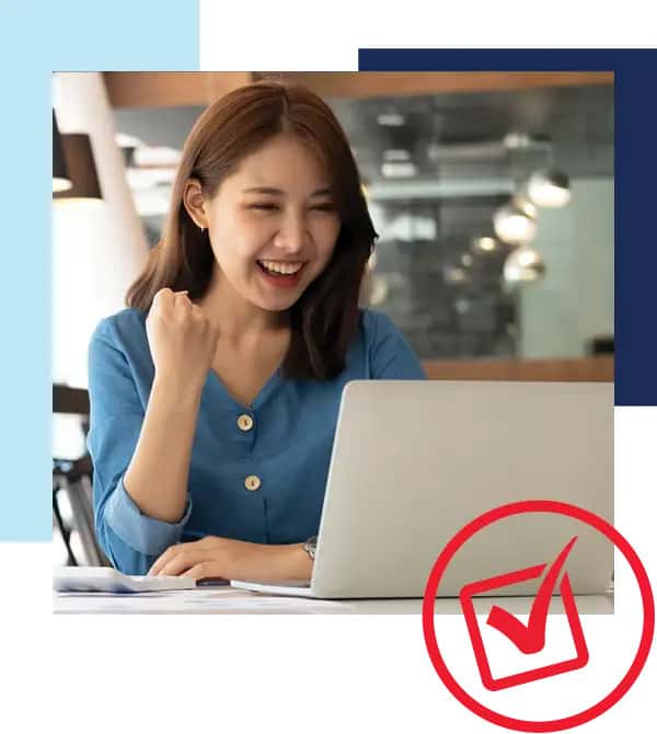 Financing with Holiday Ford is fast and easy! Image of asian woman making a fist pump while smiling…