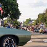 Green car at car cruise