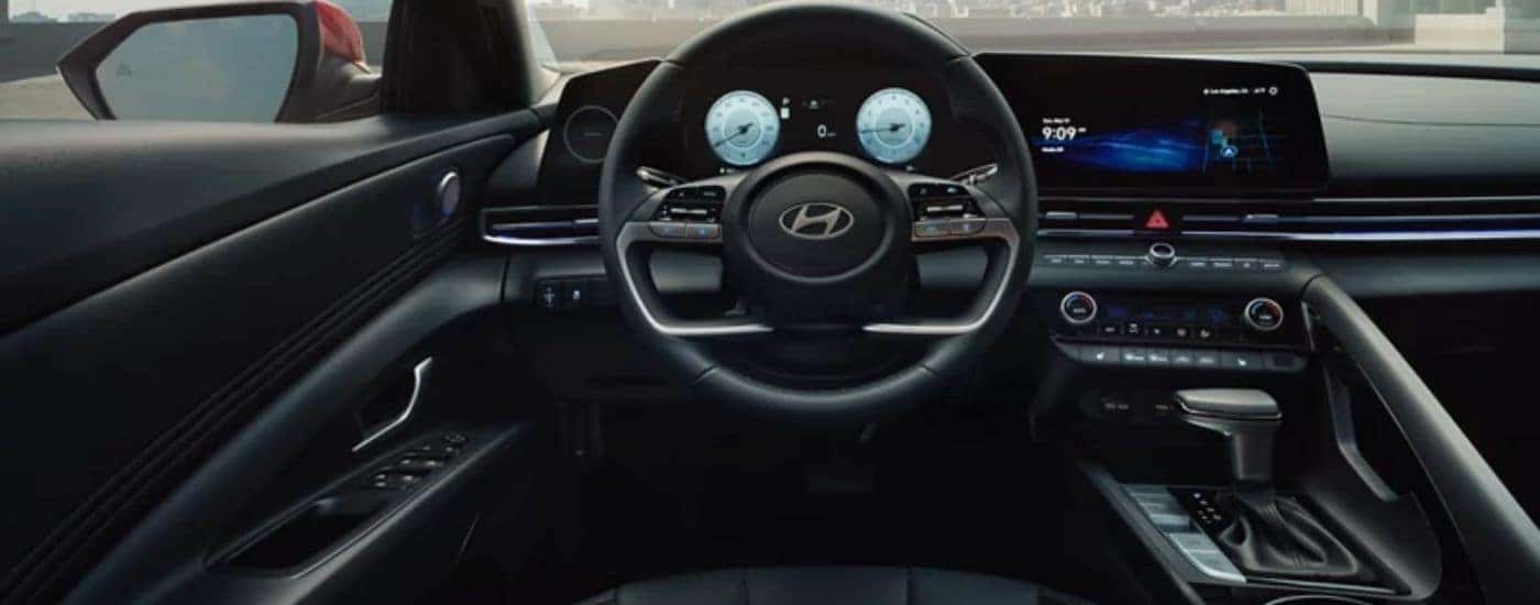 2026 Hyundai Elantra infotainment and steering wheel.