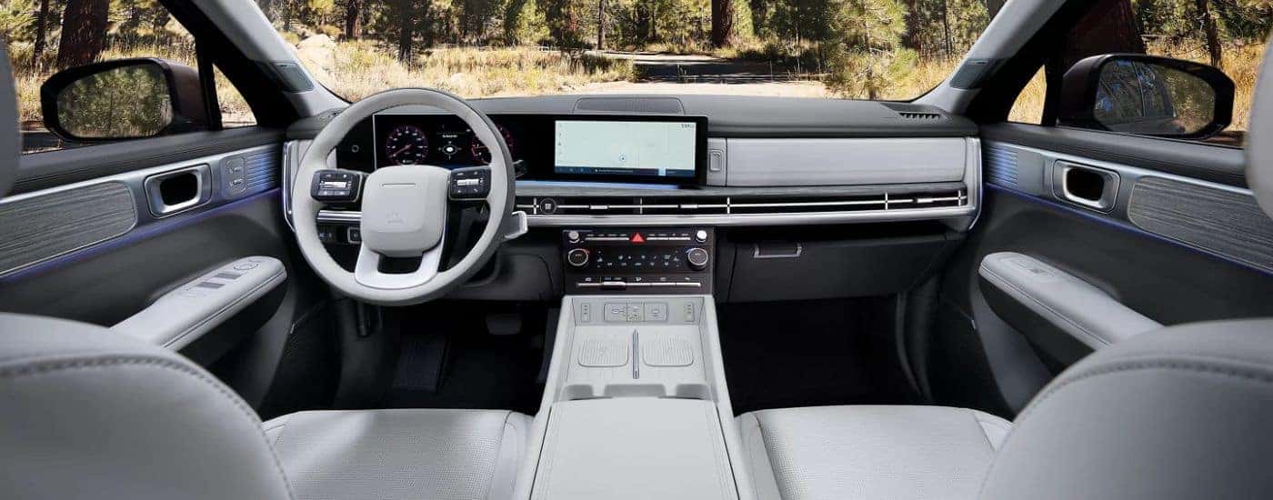 2026 Hyundai Santa Fe white front interior.