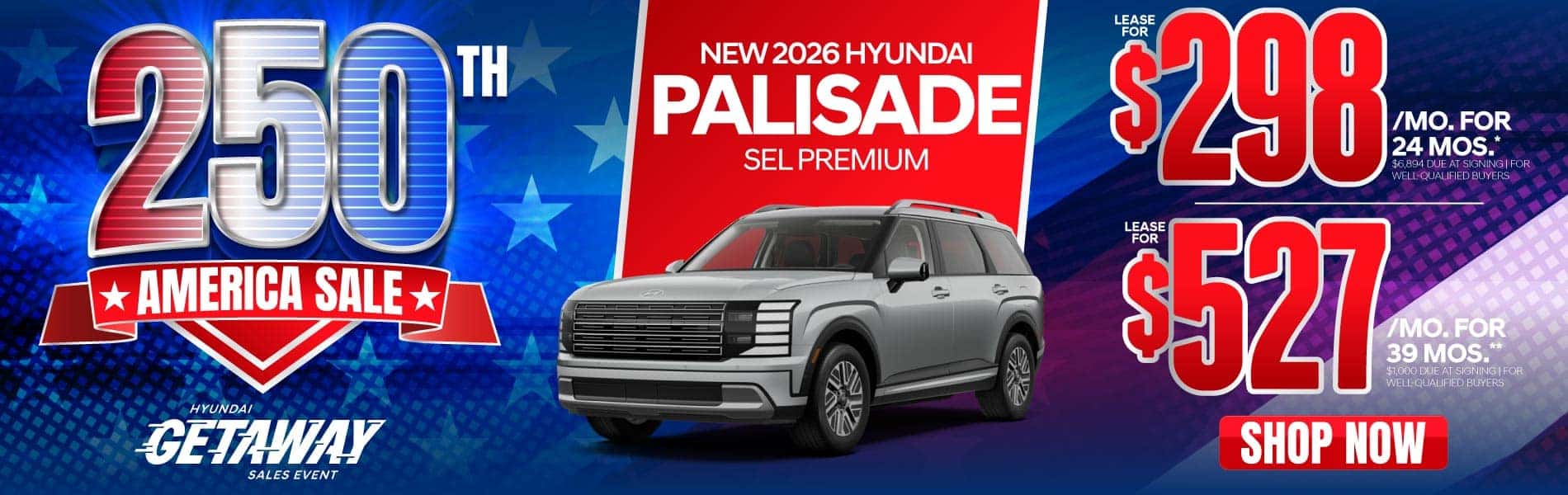 New 2026 Hyundai Palisade SEL Premium "Lease for $298/Mo for 24 Months* $6,894 Due At Signing | For Well-Qualified Buyers Lease for $527/Mo for 39 Months** $1,000 Due At Signing | For Well-Qualified Buyers"