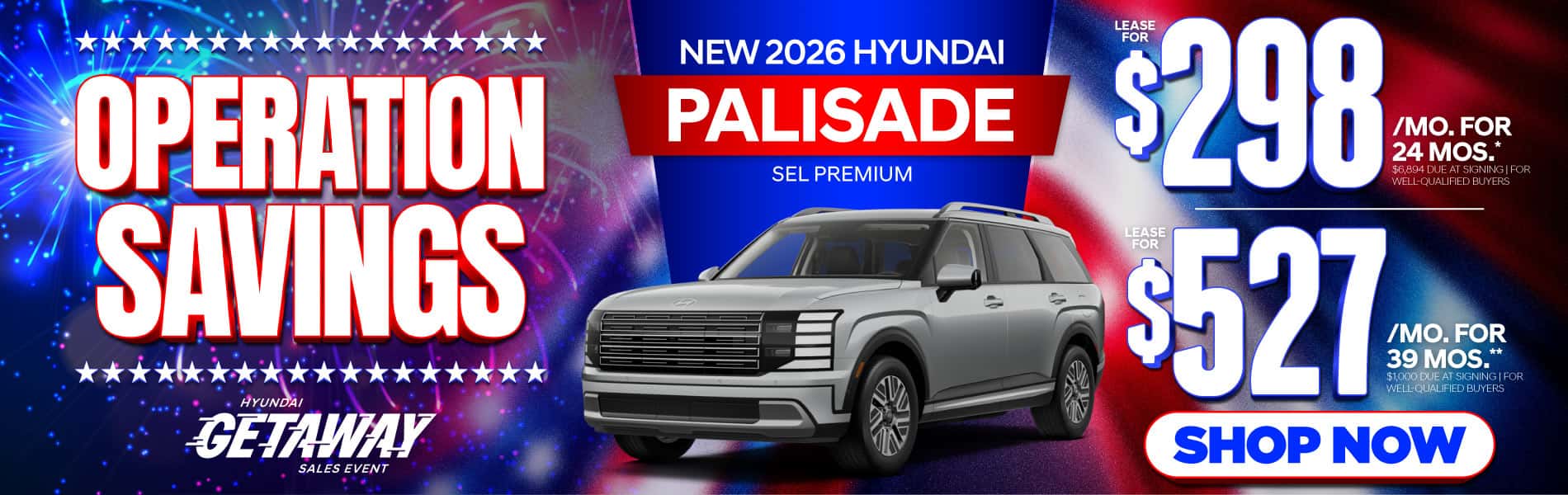 New 2026 Hyundai Palisade SEL Premium "Lease for $298/Mo for 24 Months* $6,894 Due At Signing | For Well-Qualified Buyers Lease for $527/Mo for 39 Months** $1,000 Due At Signing | For Well-Qualified Buyers"
