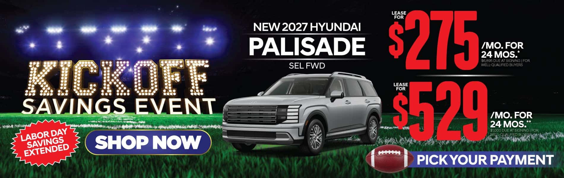New 2027 Hyundai Palisade SEL FWD "Lease for $275/Mo for 24 Months* $6,895 Due At Signing | For Well-Qualified Buyers Lease for $529/Mo for 24 Months** $1,000 Due At Signing | For Well-Qualified Buyers"