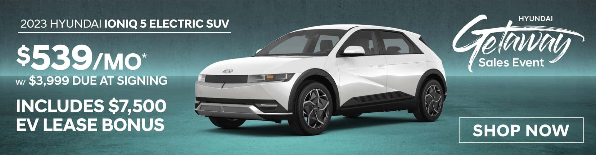 2023 IONIQ 5⁠ Electric SUV - LEASE $539 /mo With $3,999 due at lease signing includes $7,500 EV Lease Bonus