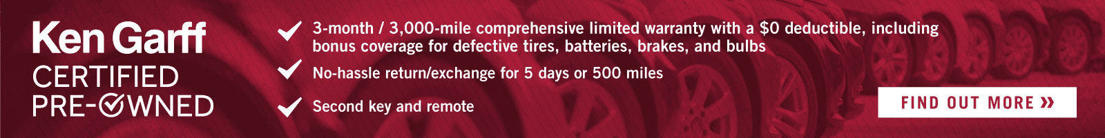 Ken Garff certified pre-owned. 3-month/3,000 mile comprehensive limited warranty with a $0 deductible, including bonus coverage for defective tires, batteries, brakes, and bulbs. No-hassle return/exchange for 5 days or 500 miles. Second key and remote.