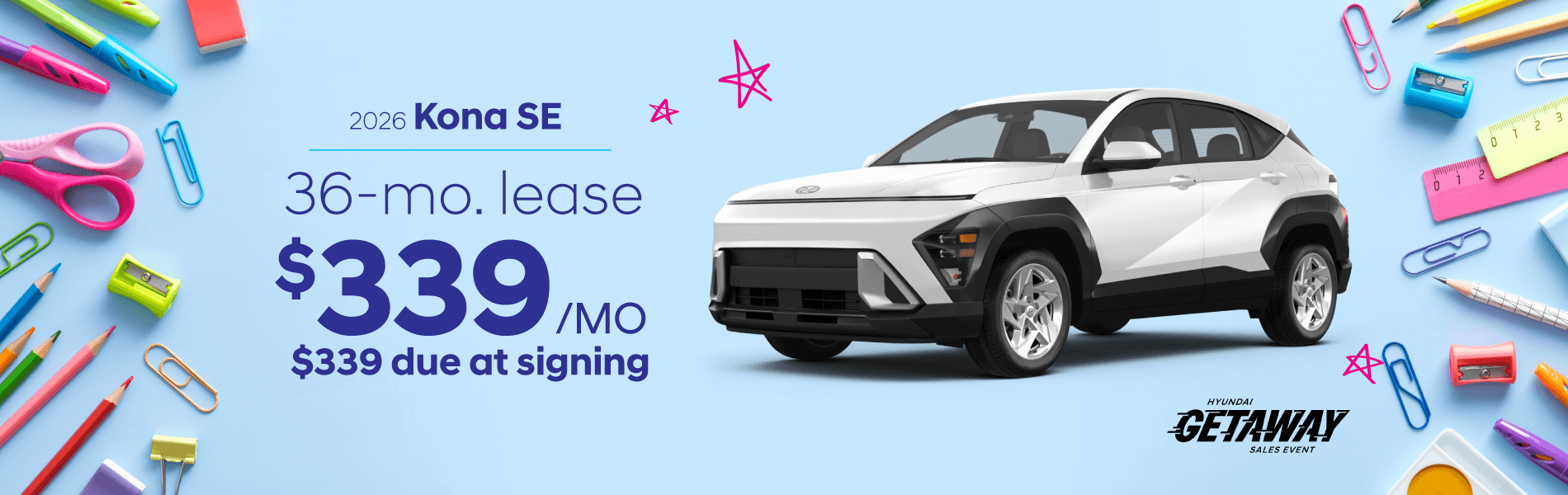 2026 Hyundai Kona SE: Lease for $339/month for 36 months*