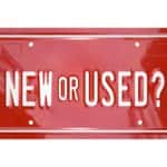 A number plate written "new or used?"