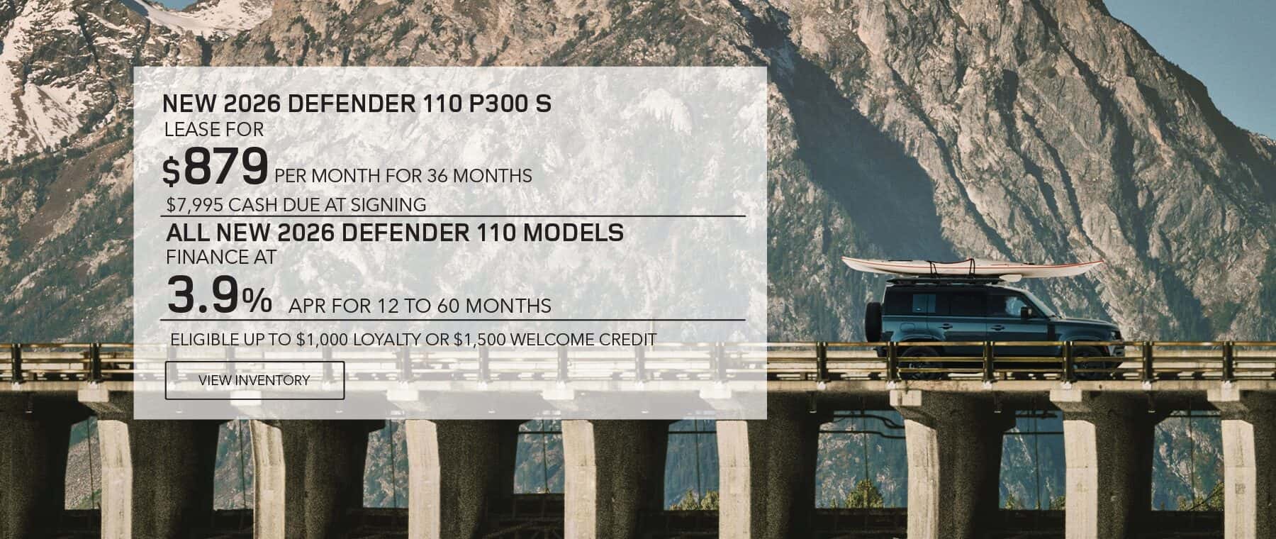 New 2026 Defender 110 lease and apr offer with loyalty and welcome credits for June 2026