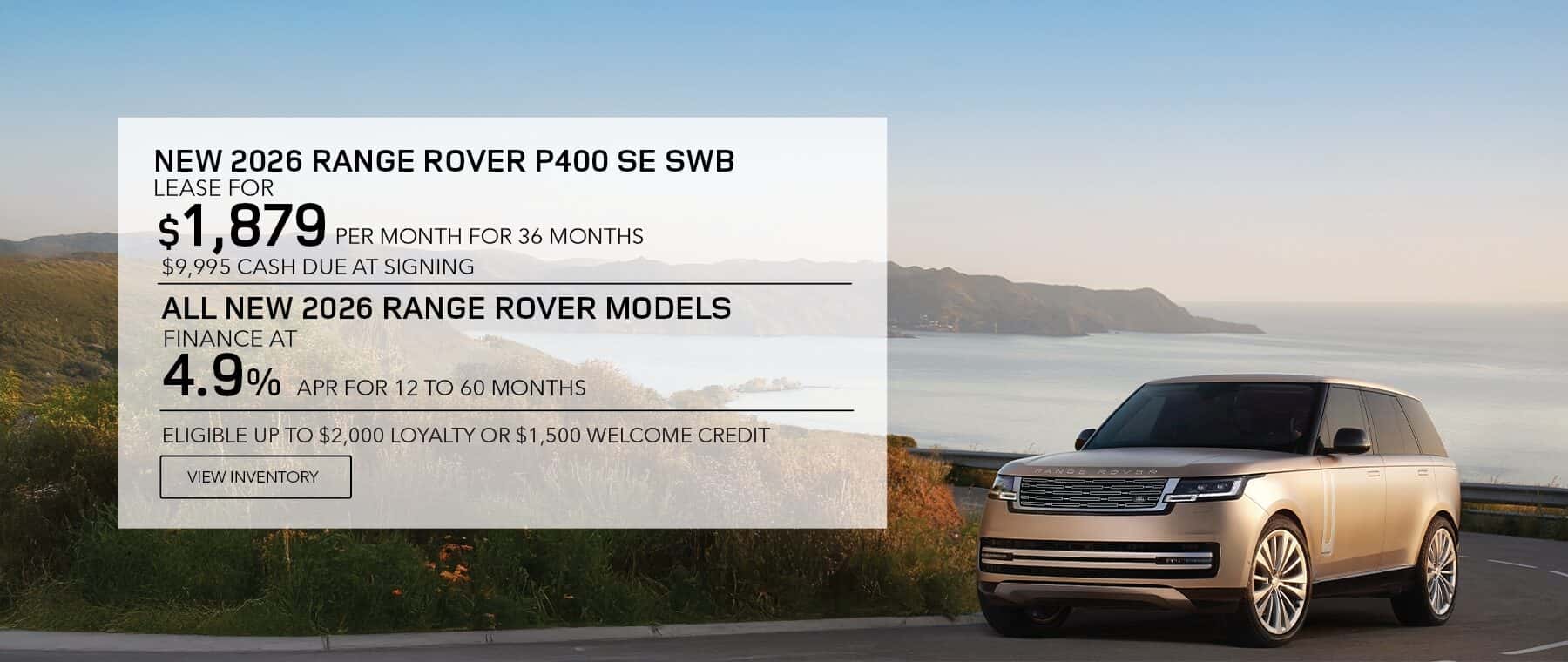 New 2026 Range Rover lease and apr offer with loyalty and welcome credits for June 2026