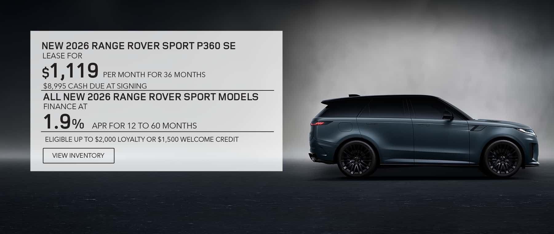 New 2026 Range Rover Sport lease and apr offer for August 2026
