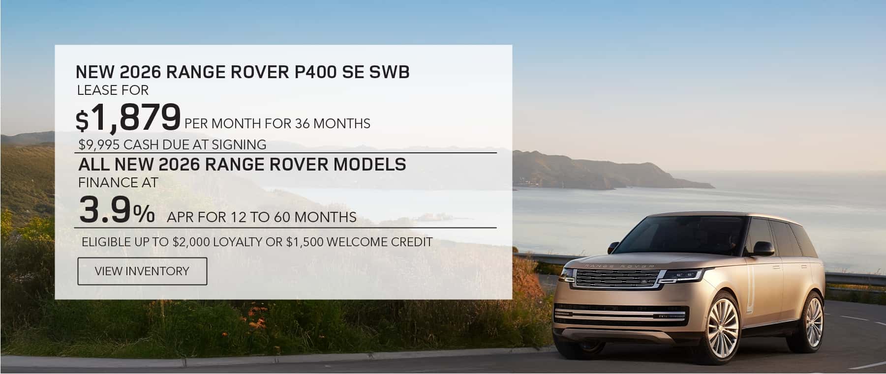 New 2026 Range Rover lease, apr, and loyalty offer for July 2026