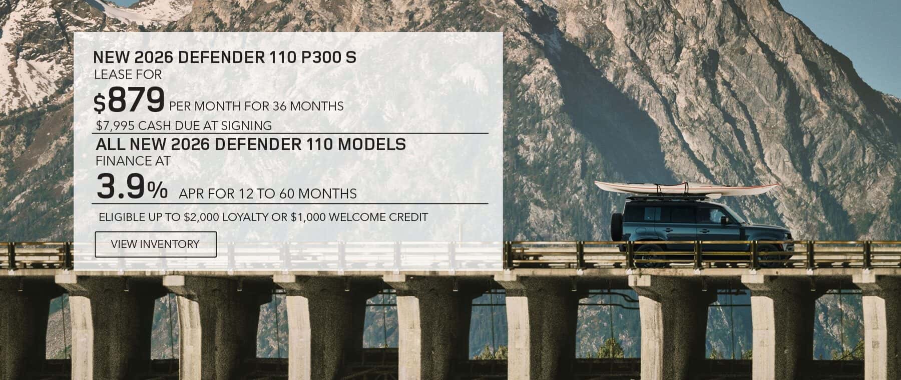 New 2026 Defender 110 lease, apr, and loyalty offer for August 2026