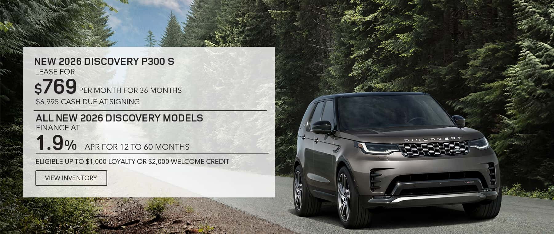 New 2026 Discovery lease, apr, and loyalty offer for August 2026