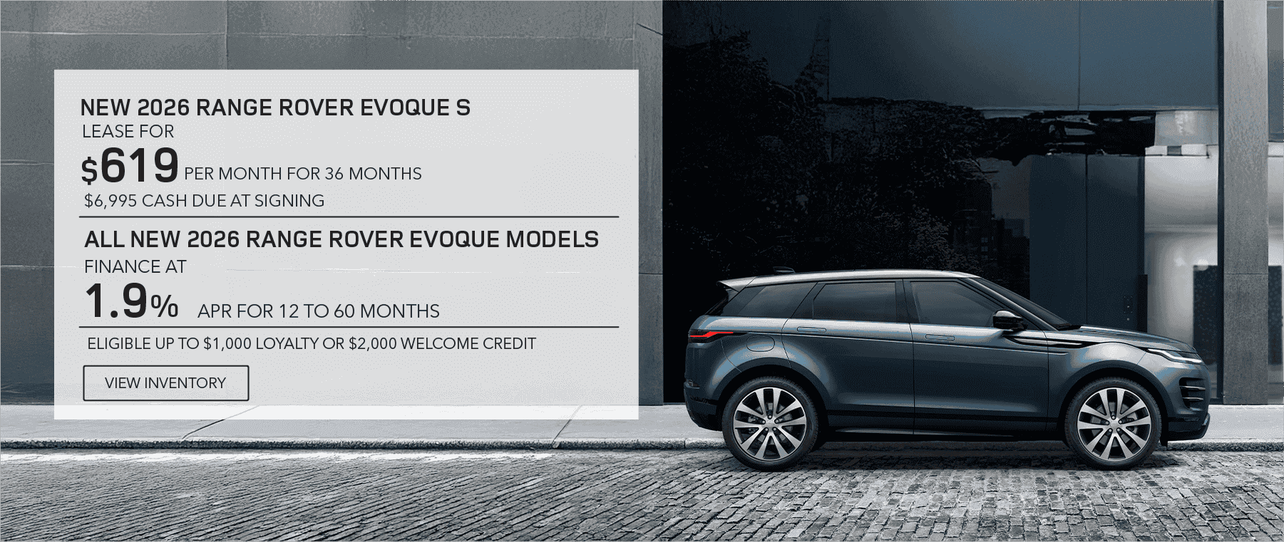 New 2026 Range Rover Evoque lease, apr, and loyalty offer for September 2026