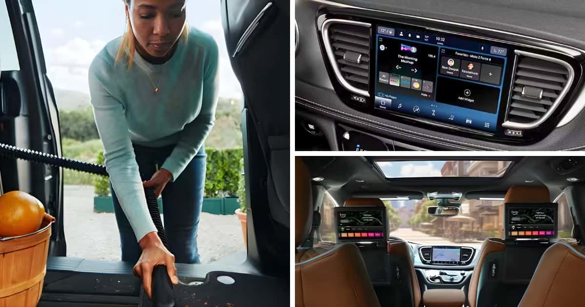 The Stow n Vac, 10.1-inch touchscreen, and dual 10-inch Amazon Fire TV system.