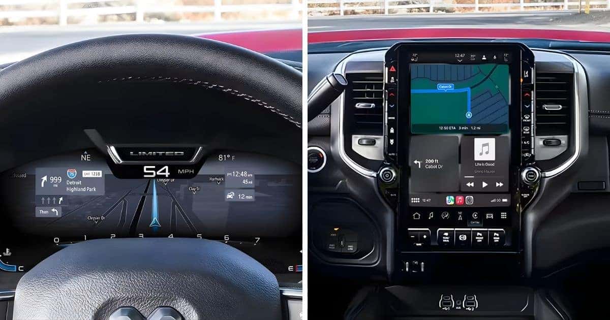 14.5-inch and a 12-inch displays in the RAM 2500 and RAM 3500