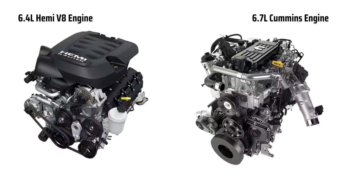 Both the RAM 2500 and RAM 3500 have the same standard and available engines.