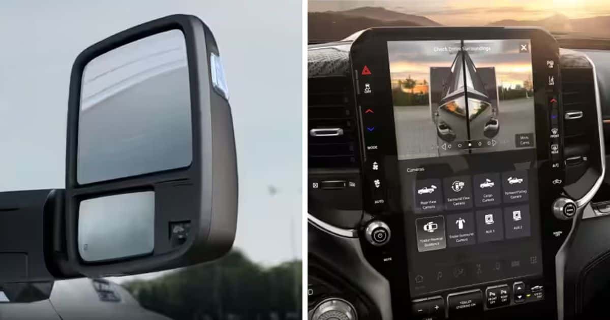 Trailer tow mirrors and Trailer Reverse Guidance with Dynamic Gridlines