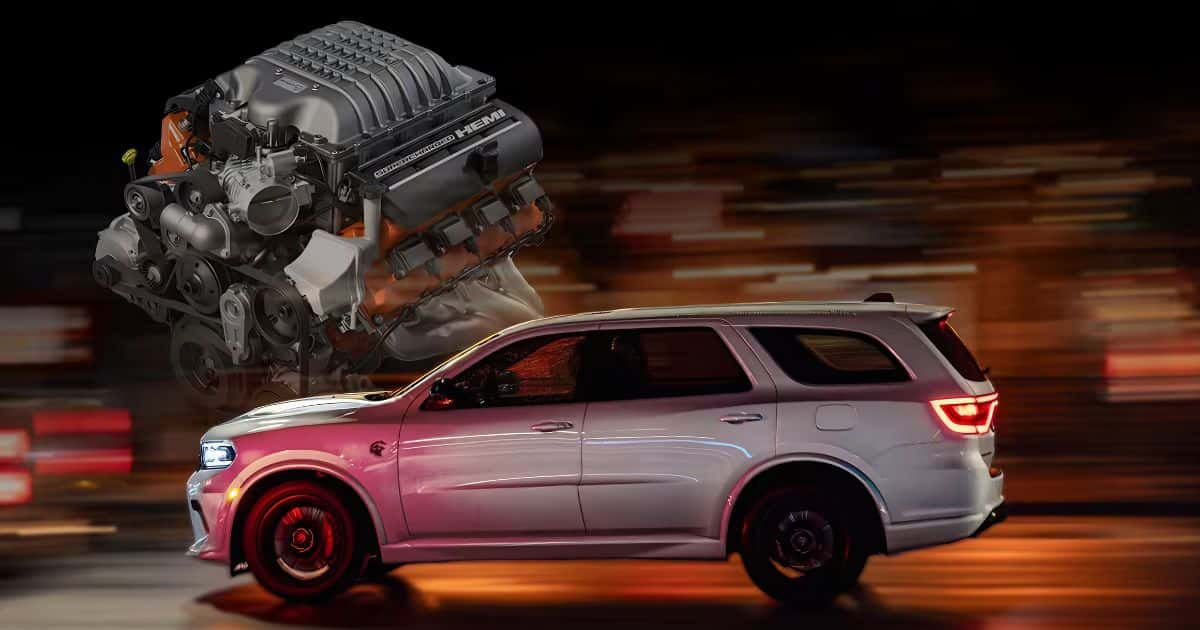 The Supercharged 6.2L HEMI V8 engine option in the 2026 Dodge Durango