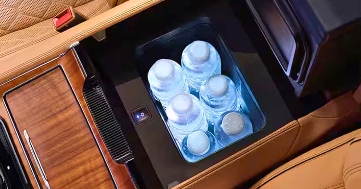 Center console cooler as a luxury interior feature of the 2026 Jeep Grand Wagoneer