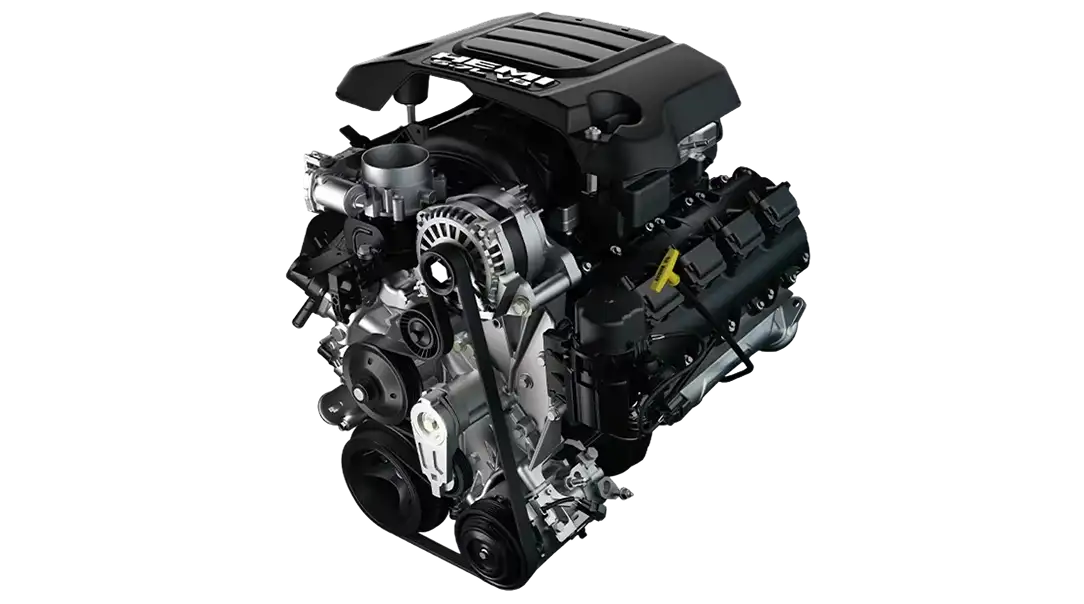 5.7L HEMI V8 engine assembly photographed against a white background