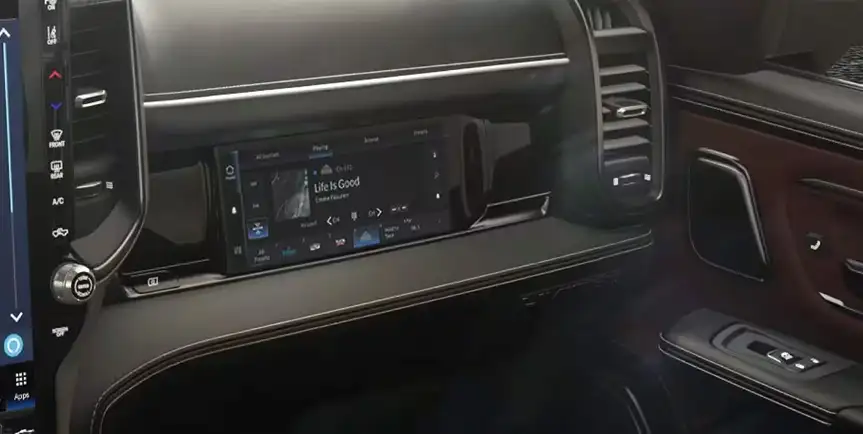 10.25-inch front passenger touchscreen display mounted in the RAM 1500 dashboard
