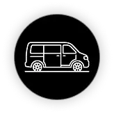 Line-drawing icon of a cargo van