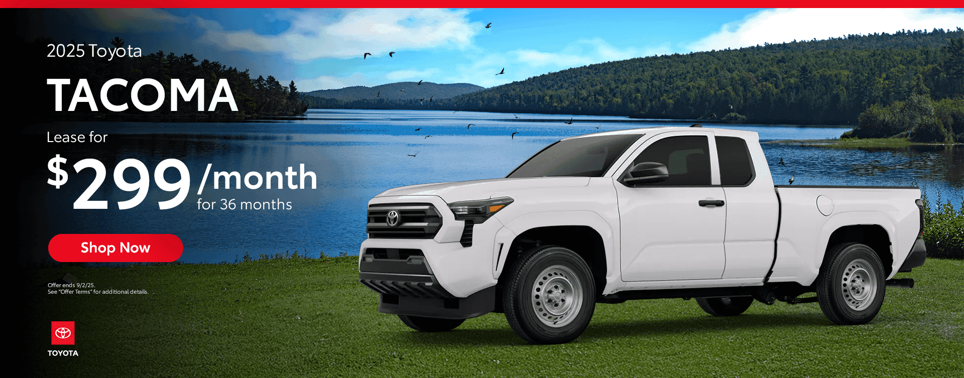 Lease a 2025 Tacoma for $299/mo for 36 months