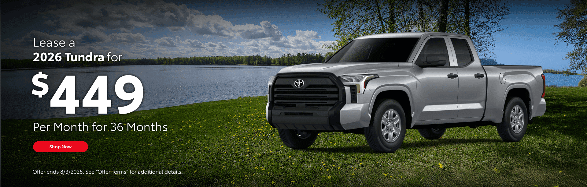 Lease a 2026 Tundra for $449/mo for 36 Months