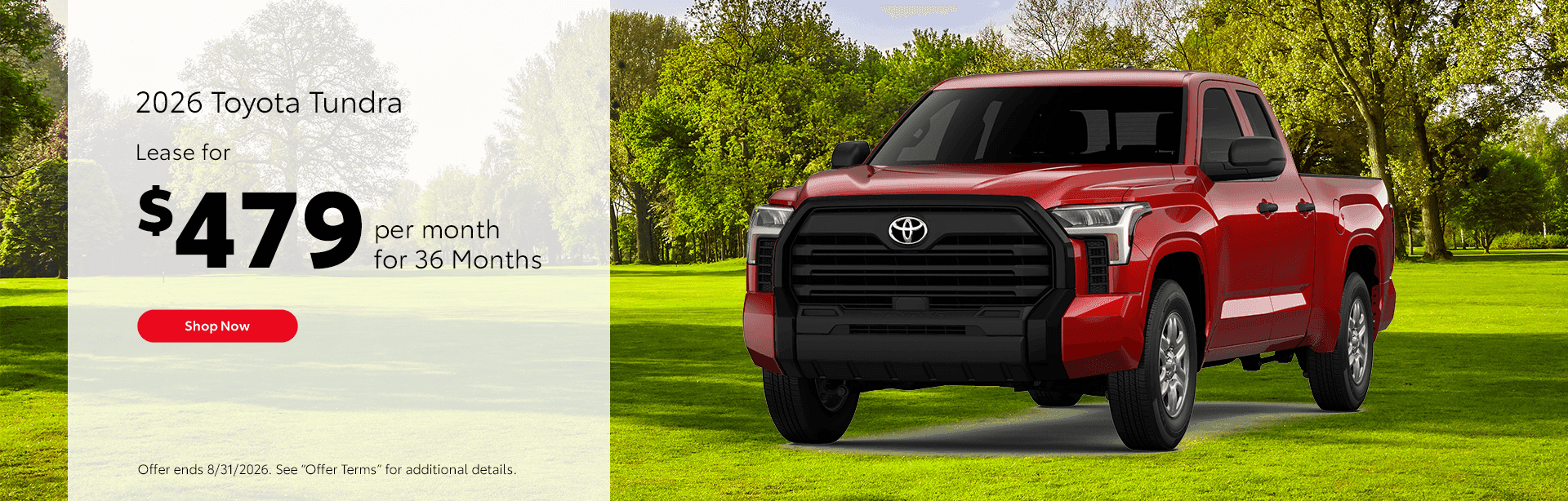 Lease a 2026 Tundra for $479/mo for 36 Months