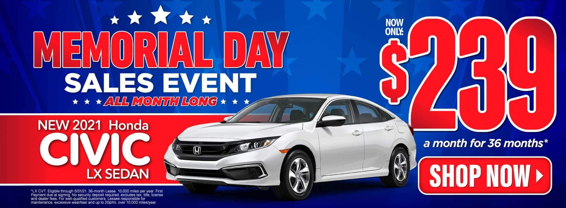 New 2020 Honda Civic - Only $239 a month - Act Now