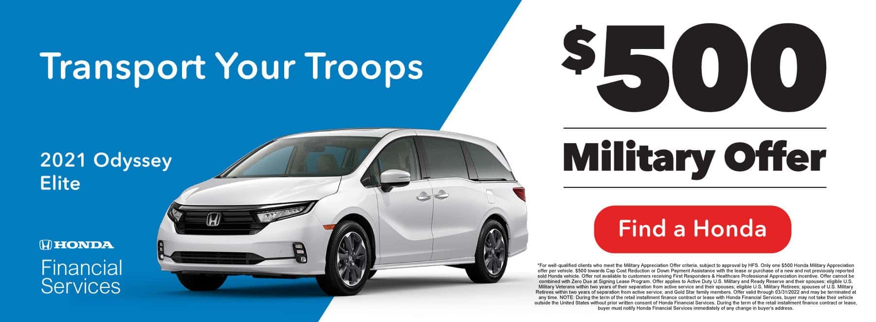 Transport Your Troops — $500 Military Offer