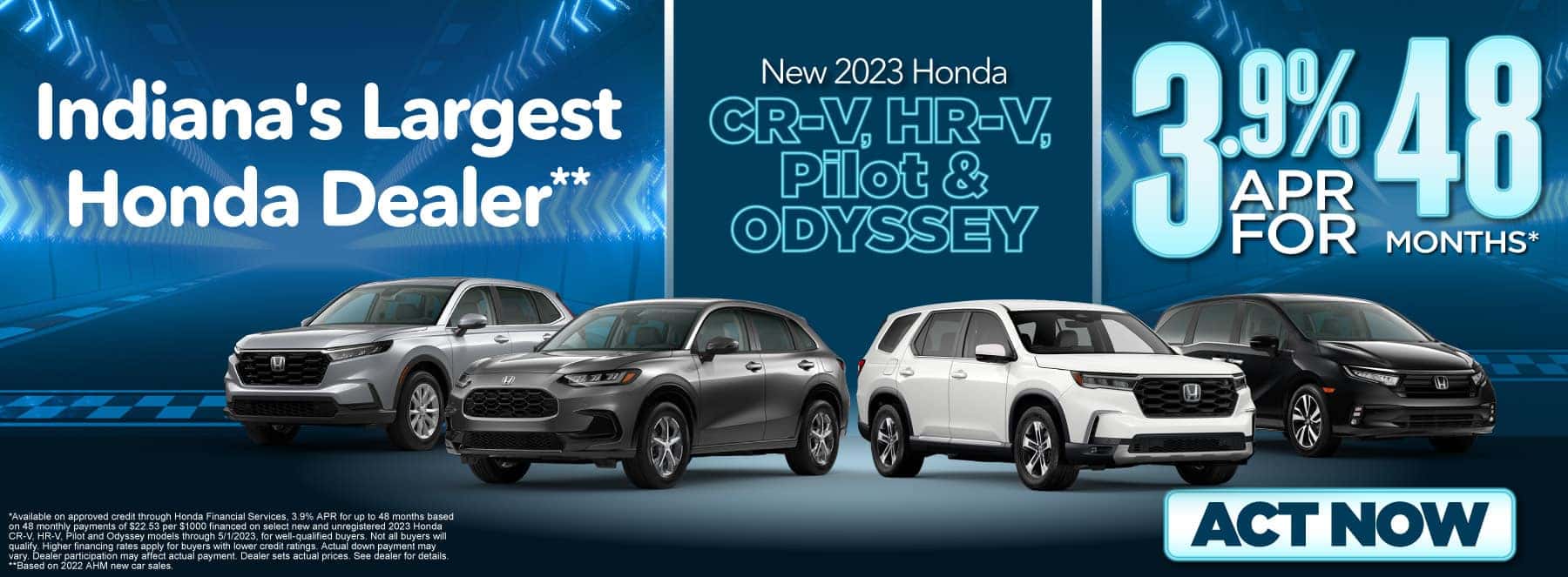 New 2023 Honda Cr-v, Hr-v, Pilot & Odyssey 3.9% for 48 months