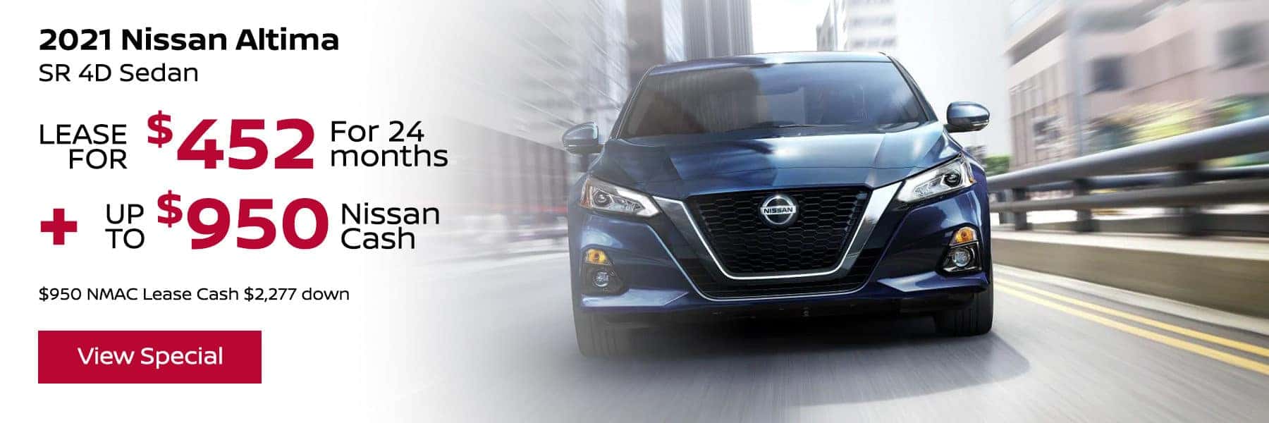 2021 Nissan Altima SR 4D Sedan - LEASE FOR $452 For 24 months + Up to $950 Nissan cash $950 NMAC Lease Cash $2,277 down