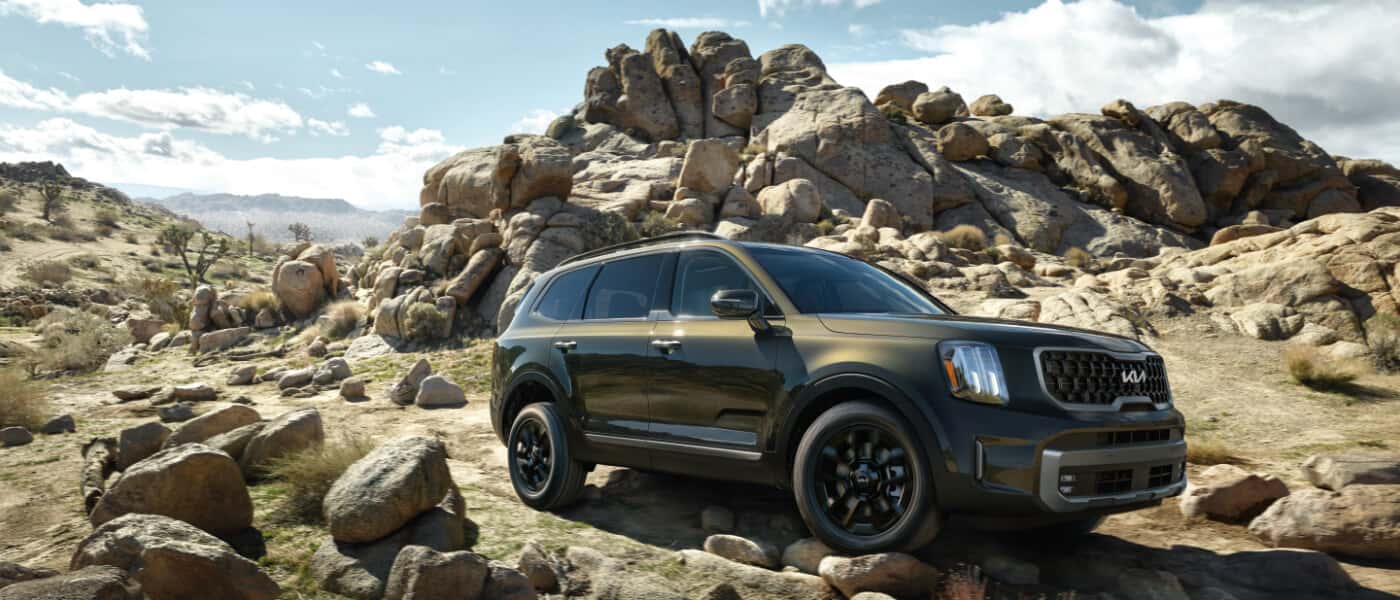 2025 Kia Telluride driving on rocky beach