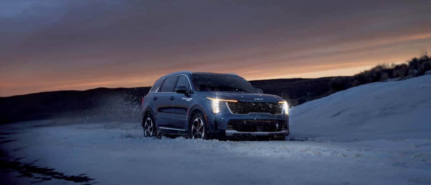 2026 Kia Sorento Hybrid driving in snow