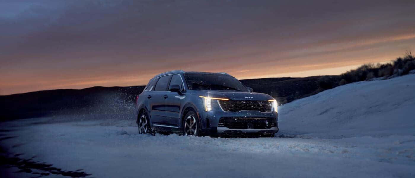 2026 Kia Sorento Hybrid driving in snow