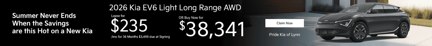2026 Kia EV6 Light Long Range AWD Subtext: Lease for $235/mo for 36 Months $3,499 due at Signing OR Buy Now for $38,341