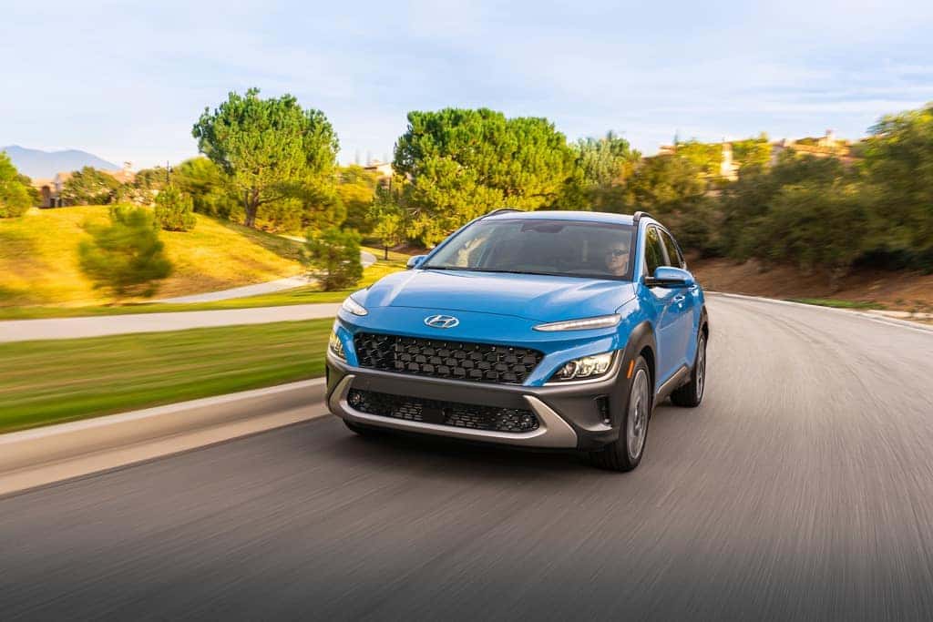 2022 Hyundai Kona Limited blue highway
