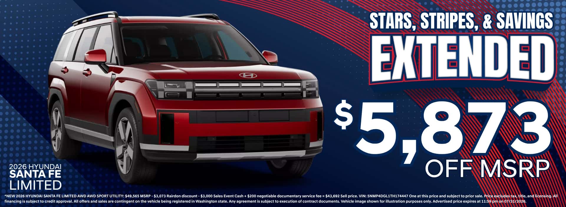 $5,873 off MSRP on New 2026 Hyundai Santa Fe Limited