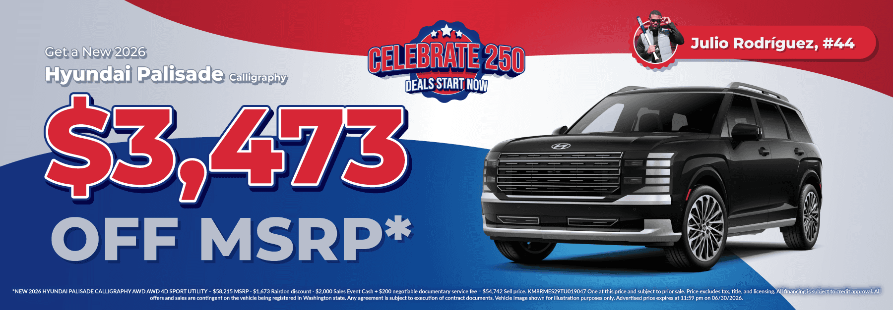 Get $3,473 off MSRP on New 2026 Hyundai Palisade Calligraphy