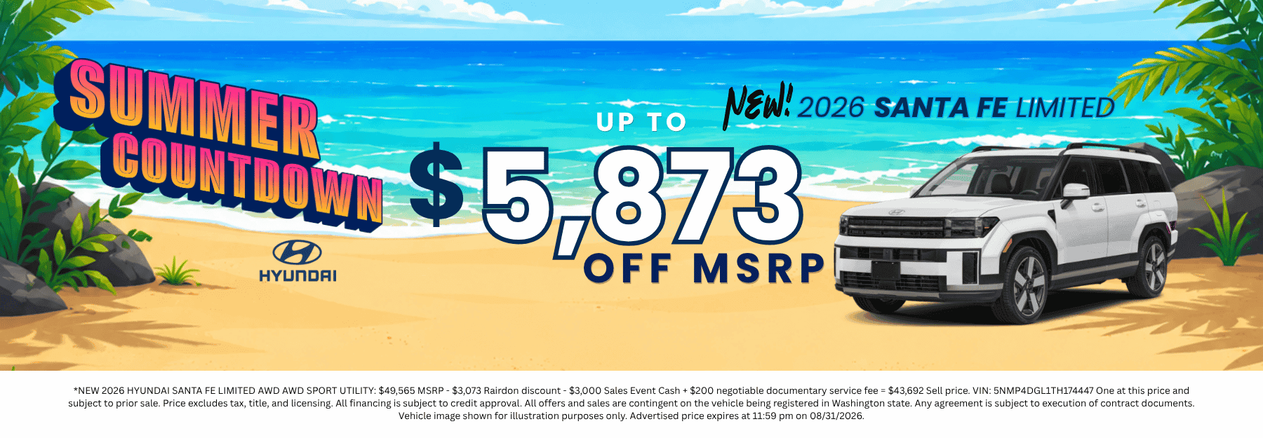 $5,873 off MSRP* on New 2026 Hyundai Santa Fe Limited