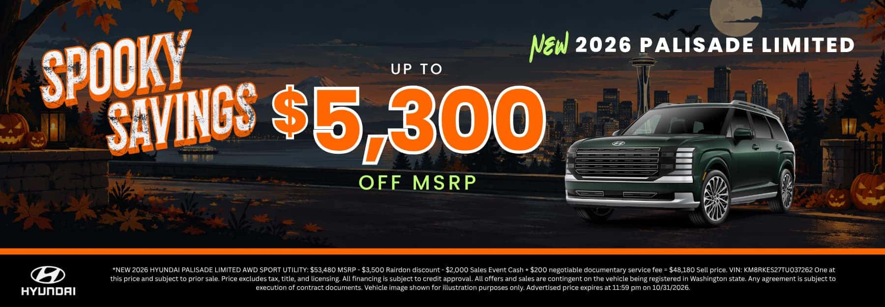 $5,300 off MSRP on New 2026 Hyundai Palisade Limited