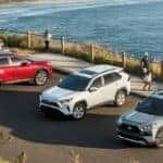 2020 Toyota RAV4 models parked by the coast