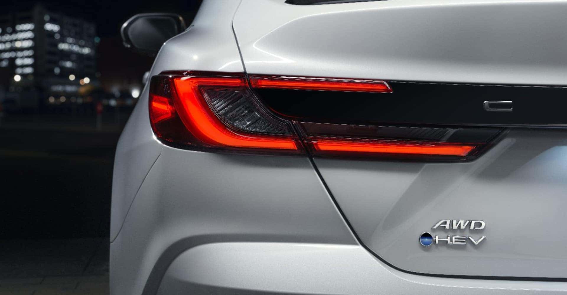 Close up view of tail light camry white