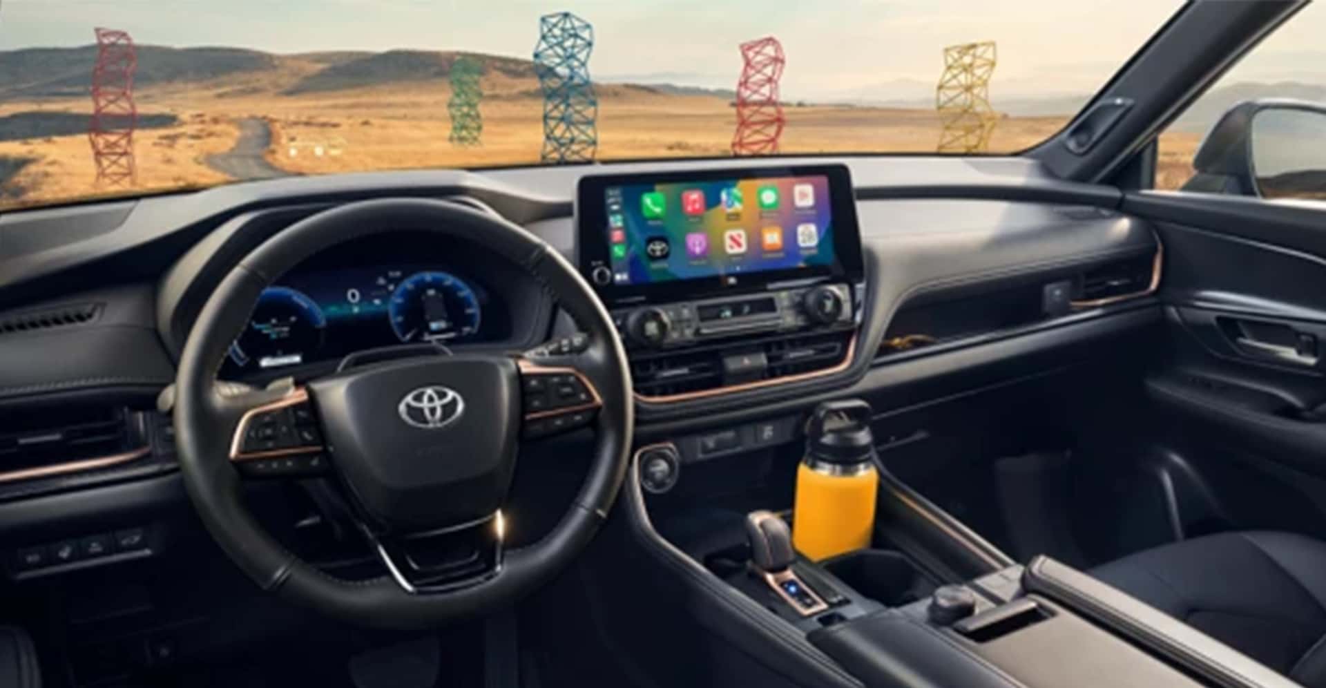Interior shot of Grand Highlander 2025, dash and wheel